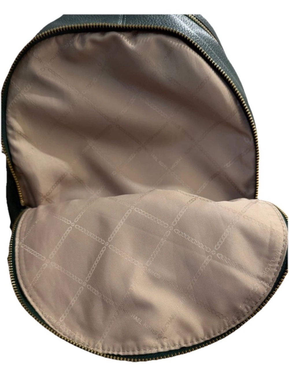 Michael Kors Green Pebbled Leather Backpack Gold Hardware Zipper Inner pocket - Picture 6 of 10